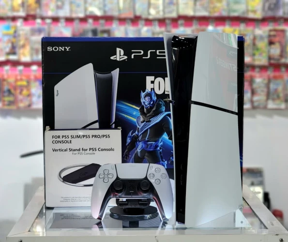 Consola PlayStation 5 Slim Digital 1TB PS5. Incluye: Cables, Control y Base Vertical Circular - (Incluye Codigo de Fortnite)